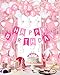 Lutoys Pink Happy Birthday Party Decorations Happy Birthday Banner Pink Foil Heart Star Confetti Balloons Curtain Backdrop Hanging Swirls Butterfly Party Decor for Girls Women Princess - Image 3