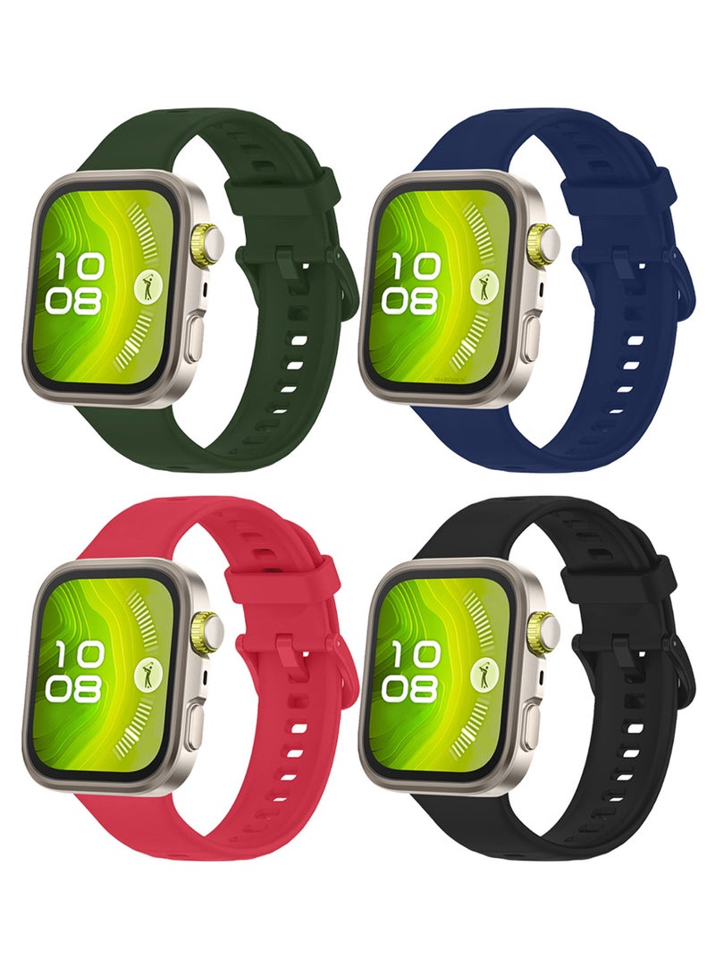 CATANES 4Packs Wristband for Huawei Watch Fit 3/Fit 4/Fit 4 Pro Bands, Silicone Bracelet Quick Release Arm Band, Replacement Smartwatch Band Quick Release Sport Straps - 4 Colours  - Image 3