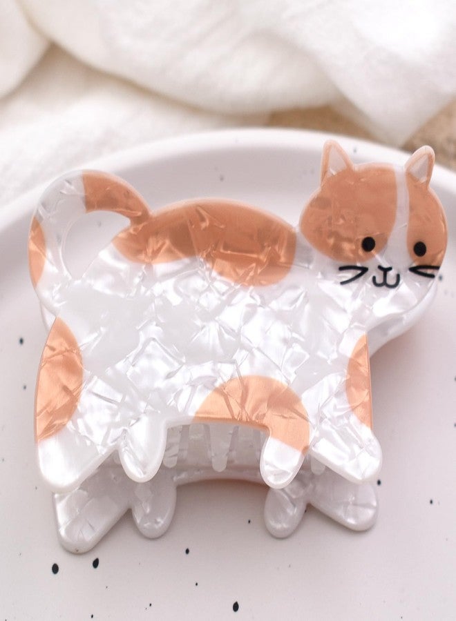 Ynxee Orange Cat Hair Claws for Medium Thick Hair Non Slip 3.5" Cute Hair Clip Women Girls Hair Accessories, Orange Cat - Image 2