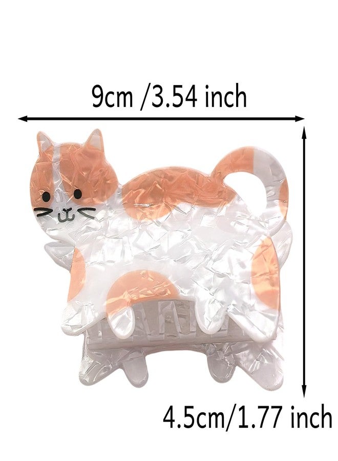 Ynxee Orange Cat Hair Claws for Medium Thick Hair Non Slip 3.5" Cute Hair Clip Women Girls Hair Accessories, Orange Cat - Image 5