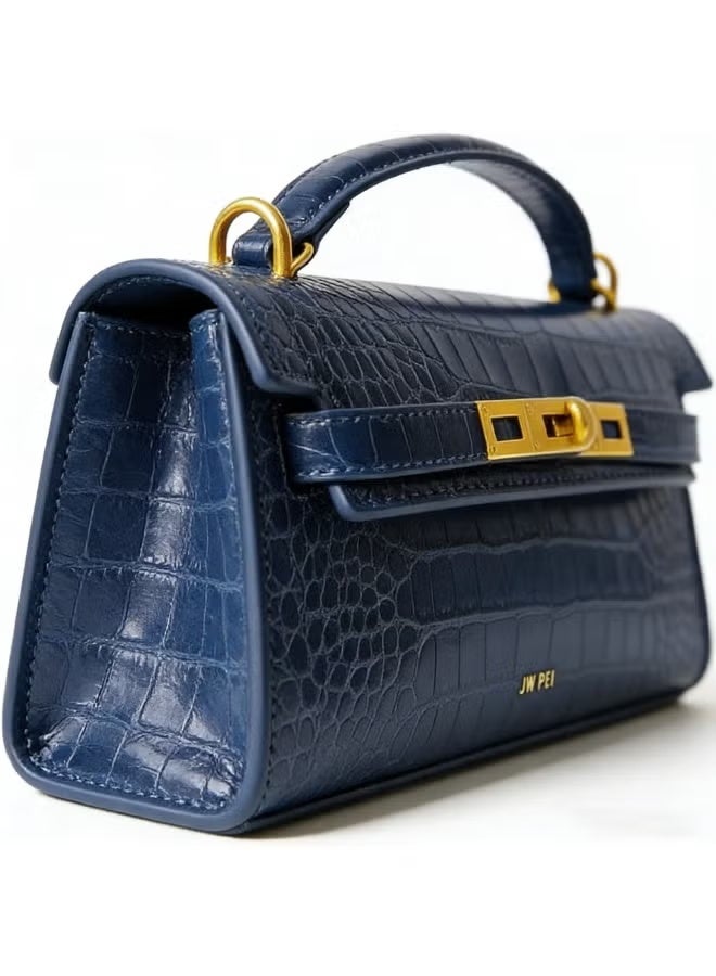 JW PEI Noor Handbag, Crocodile-Embossed Kelly Style Bag, Adjustable Shoulder Strap Purse - Image 2