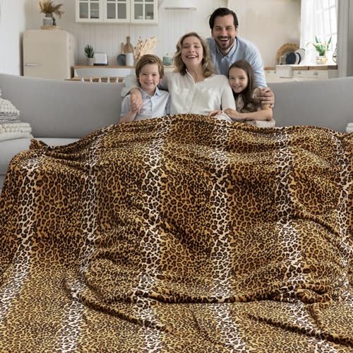 Edenleaf Fleece Queen Size Super Soft Cozy Leopard Print Blanket for Couch Bed, Cheetah Print Blanket for All Seasons 90"x90" (Dark Brown) - Image 1