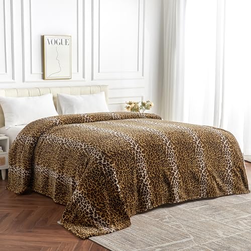 Edenleaf Fleece Queen Size Super Soft Cozy Leopard Print Blanket for Couch Bed, Cheetah Print Blanket for All Seasons 90"x90" (Dark Brown) - Image 2