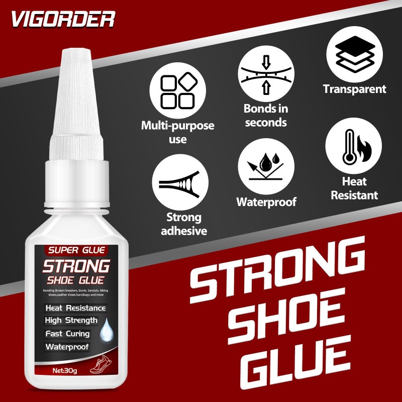 Vigorder Shoe Glue 30g, Heavy Duty Shoe Glue Sole Repair for Boots, Sneakers, and Heels, Waterproof and Flexible Adhesive for Durable Repair - Image 2