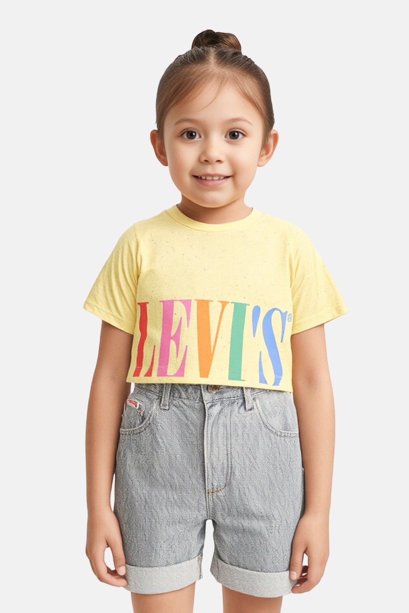 Levi's Toddlers Girl Graphic Print Short Sleeve Top, Yellow - Image 1
