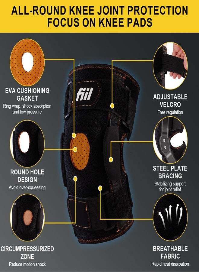 FIIL Hinged Knee Brace For Meniscus Tear - Adjustable Knee Support for Knee Pain Removable Side Knee Stabilizers and Gel Pads Effective Relief Arthritis Tendinitis Pain For Men and Women - Image 4