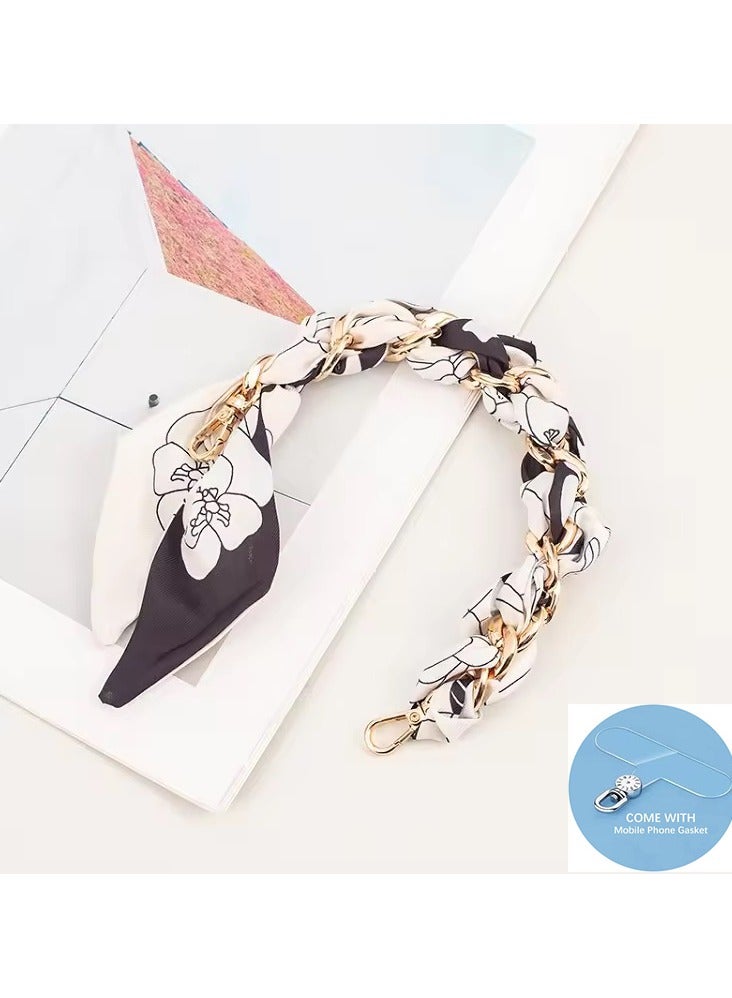 Mobile Phone Anti-lost Silk Scarf & Metal Chain Short Lanyard,Detachable,Suitable For Cell Phones,Bags,Clothing,Cup Decoration  - Image 1