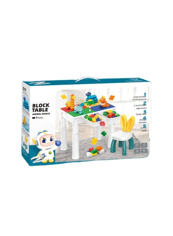 Kids Cube Table with Chair, 102 Pieces, with Large Building Blocks, Height Adjustable, for Children from 3 Years Old - Image 5