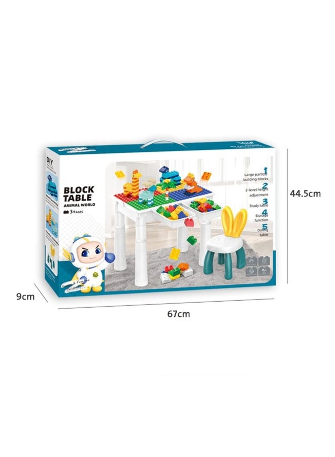 Kids Cube Table with Chair, 102 Pieces, with Large Building Blocks, Height Adjustable, for Children from 3 Years Old - Image 4