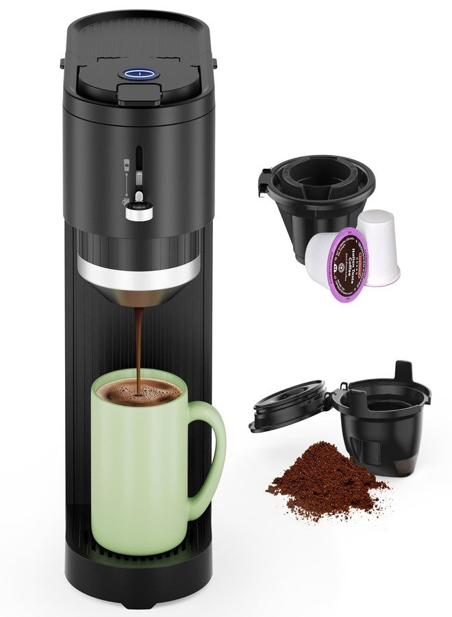 COWSAR Single Serve Coffee Maker, Two Holders for Capsule & Ground, Adjustable Funnel Height, Brew 6oz to 14oz, One-Touch Switch, Security protection, Easy to Clean, Commercial Ideal for Home/Office - Image 1