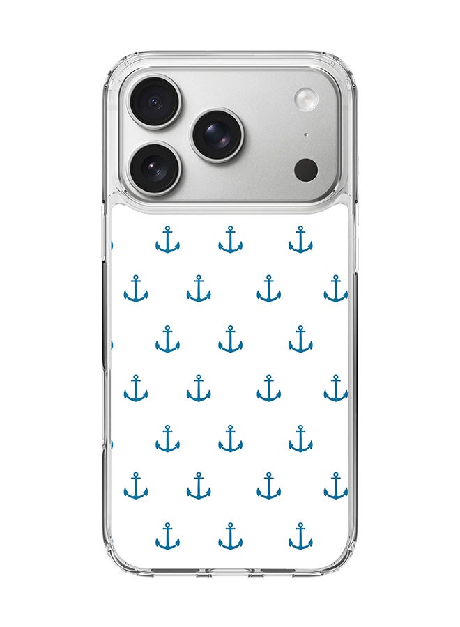 Stylizedd Classic Clear MagSafe Case for iPhone 17 Pro , Hybrid Soft Case Flexible Edges Anti Drop TPU PC Gel Thin Transparent Cover [ Designed for iPhone 17 Pro ] - Anchor Blue Full Print