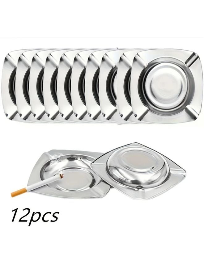 Square 12 Pieces Traditional Tabletop Ashtray Set for Indoor Outdoor Use - Image 1