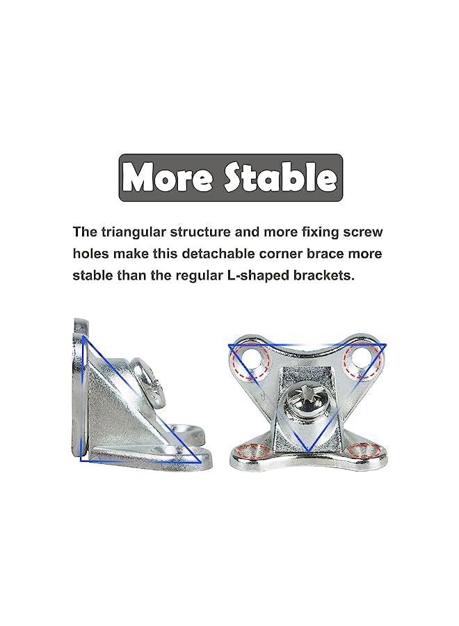 PROMASS promass 10PCS Detachable Corner Brace, Stainless Steel L Brackets, Right Angle Support with Screws for Wooden Furniture, Chairs, Table Leg  - Image 4