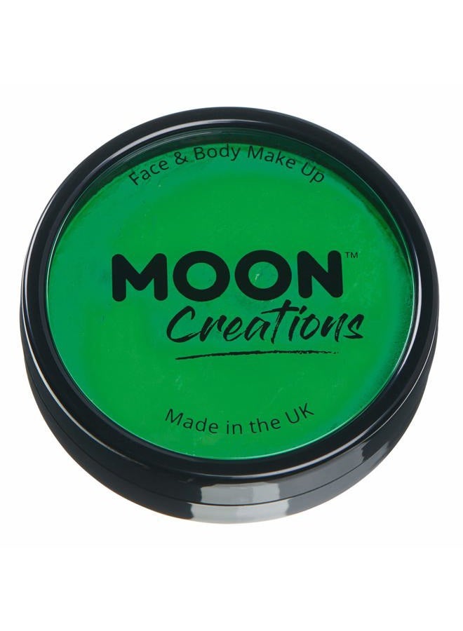 Moon Creations Pro Face & Body Paint Cake Pots Bright Green - Professional Water Based Face Paint Makeup for Adults, Kids - 1.26oz - Image 1