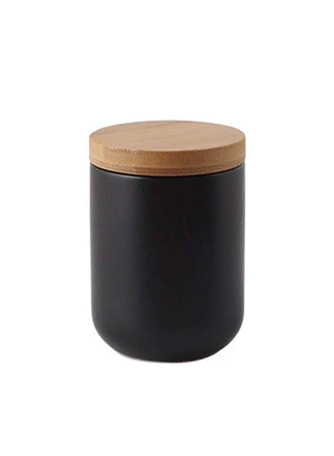 jessie Ceramic Storage Containers with Airtight Seal Bamboo Lids Kitchen Canisters for Tea Spice Seasoning Sugar Coffee (black, 260ml/9 oz) - Image 1