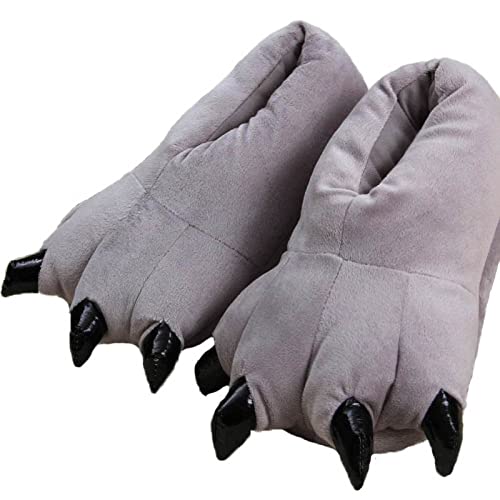 acdiac Unisex Soft Monster Claw Slippers Fun Dino Slippers Animal Paw Shoes For Men Women Boy Girl With Home Halloween Party Cosply Costume Footwear (X-Large, grey) - Image 1