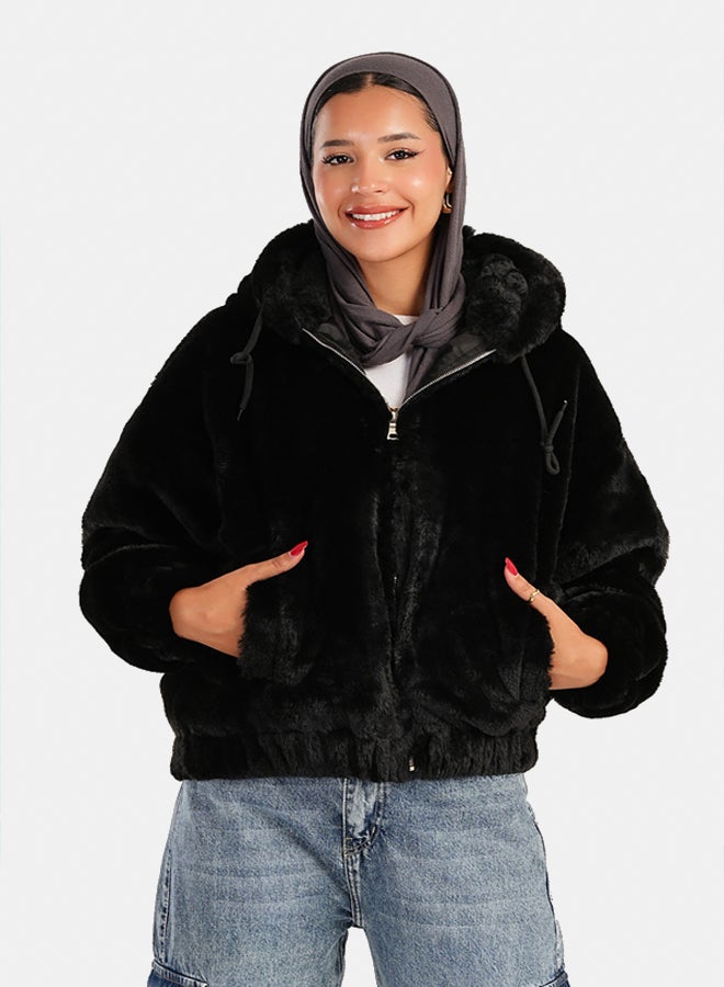 Carina Fluffy Fur Bomber Jacket  - Image 1