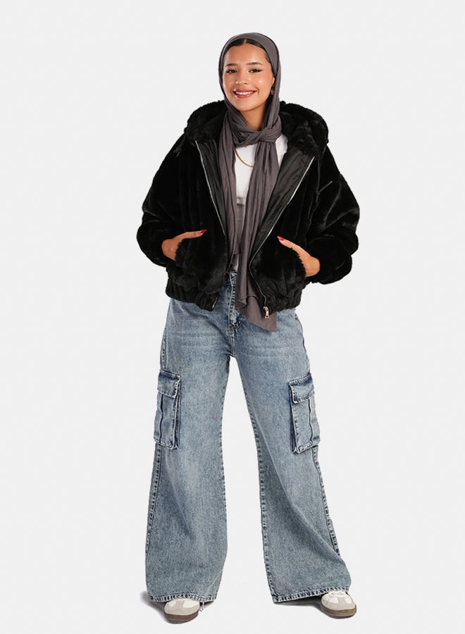 Carina Fluffy Fur Bomber Jacket  - Image 3