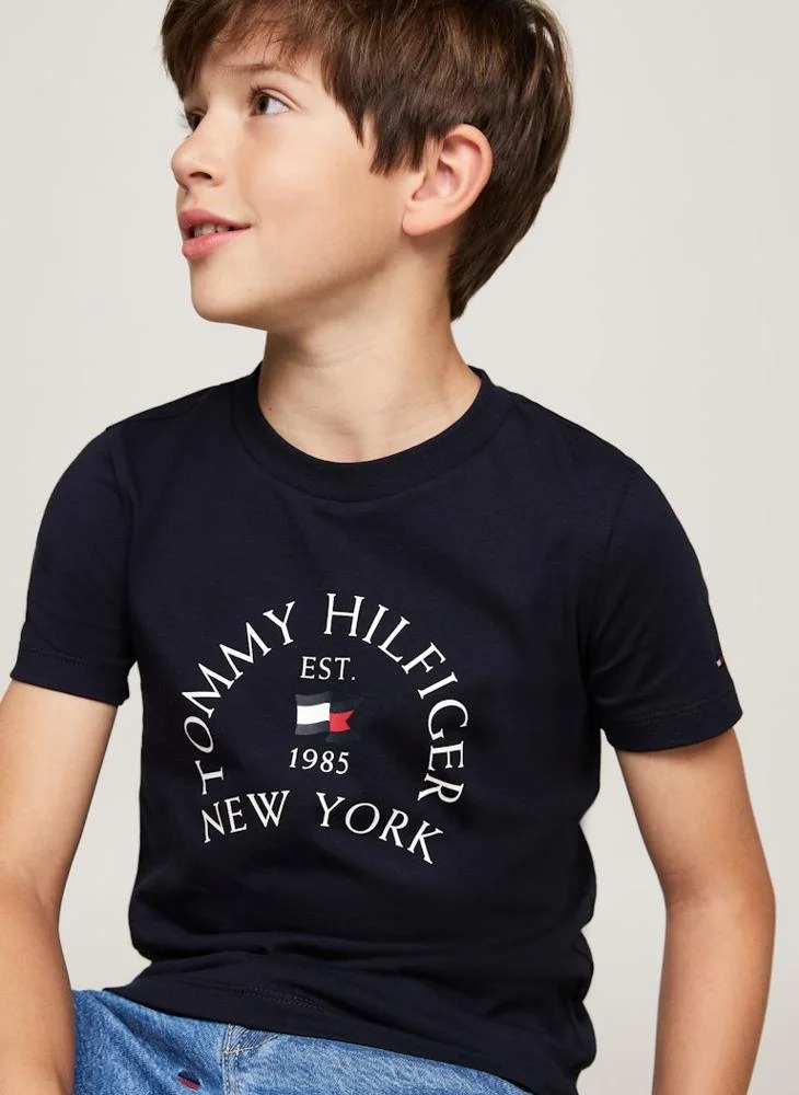 تومي هيلفيغر Youth Logo Crew Neck T-Shirt