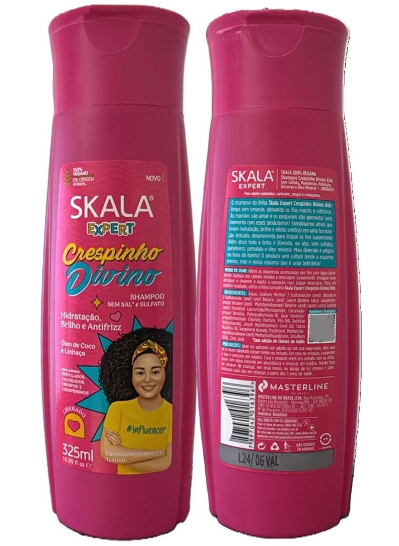 SKALA Crespinho Divino Original Brazilian Shampoo Helps Moisturize, Shine and Detangle Frizzy Hair for Kids 325ml  - Image 2