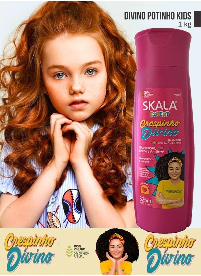 SKALA Crespinho Divino Original Brazilian Shampoo Helps Moisturize, Shine and Detangle Frizzy Hair for Kids 325ml  - Image 3