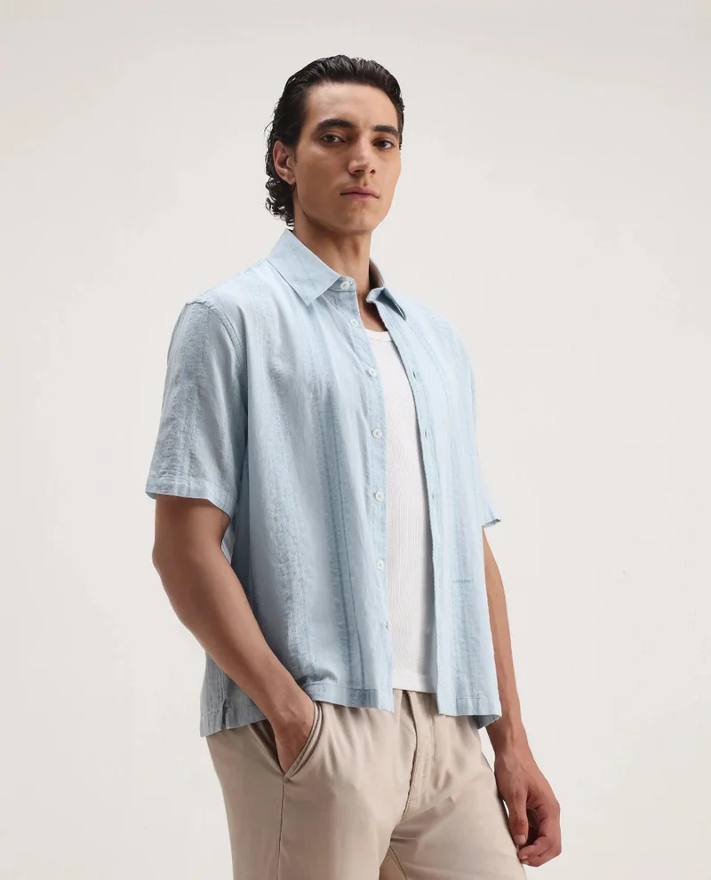 Rare Rabbit Men's Striped Boxy Fit Shirt