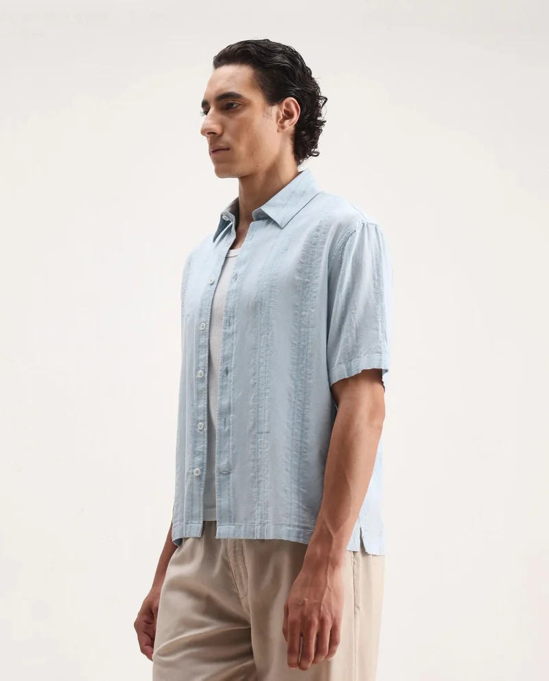 Rare Rabbit Men's Striped Boxy Fit Shirt