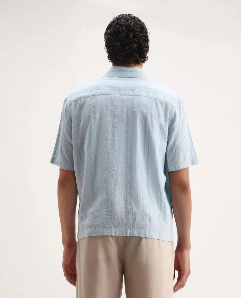 Rare Rabbit Men's Striped Boxy Fit Shirt