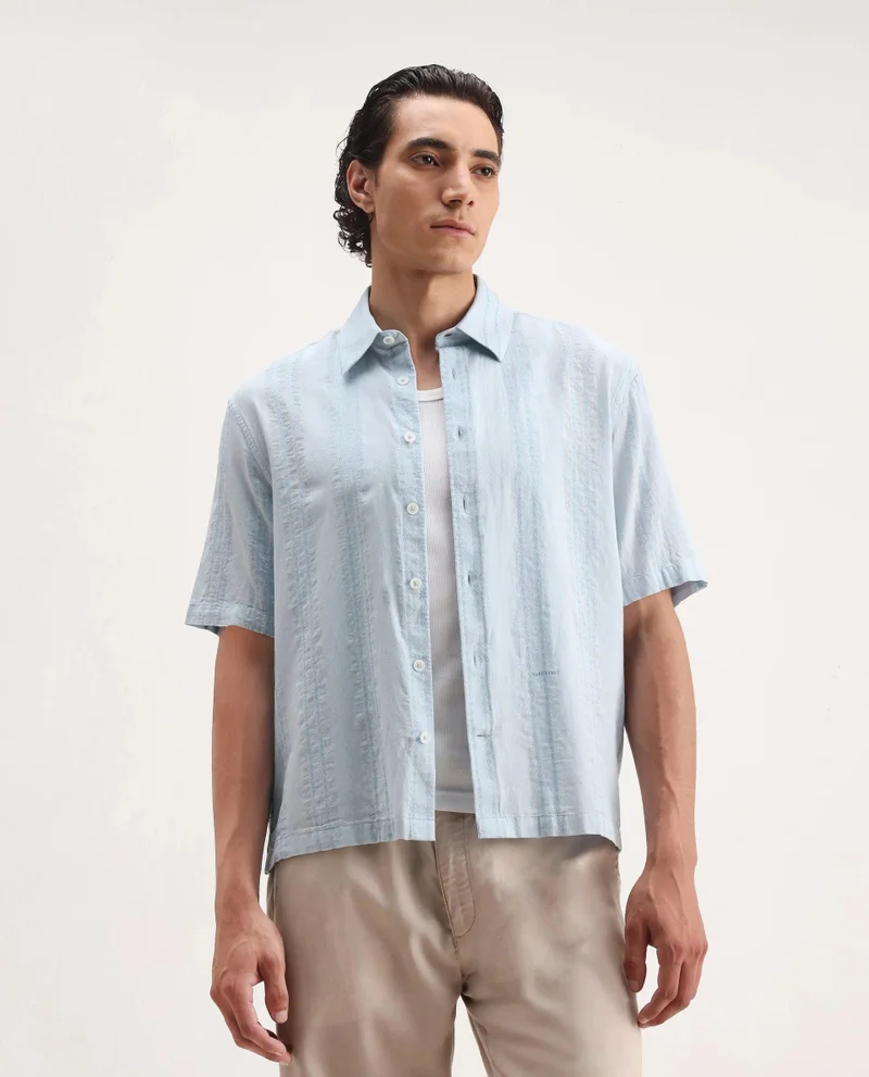 Rare Rabbit Men's Striped Boxy Fit Shirt