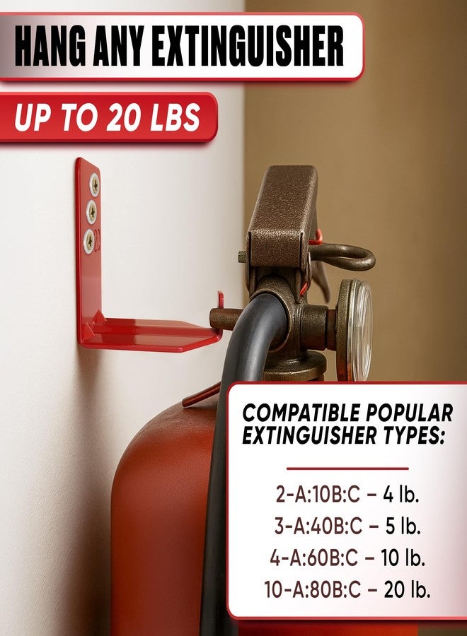 Reluen مجموعة من 8 خطافات إطفاء حريق - 2.36 بوصة × 1.57 بوصة × 2.36 بوصة، حامل حائط لإطفاء الحريق، يتحمل حتى 20 رطلاً لكل خطاف، سهل التركيب، يتضمن براغي وحشيات، مناسب للمرآب أو الورشة أو الاستخدام المنزلي - Image 4