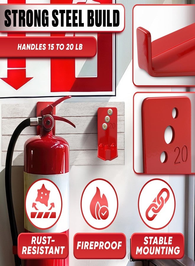 Reluen مجموعة من 8 خطافات إطفاء حريق - 2.36 بوصة × 1.57 بوصة × 2.36 بوصة، حامل حائط لإطفاء الحريق، يتحمل حتى 20 رطلاً لكل خطاف، سهل التركيب، يتضمن براغي وحشيات، مناسب للمرآب أو الورشة أو الاستخدام المنزلي - Image 3