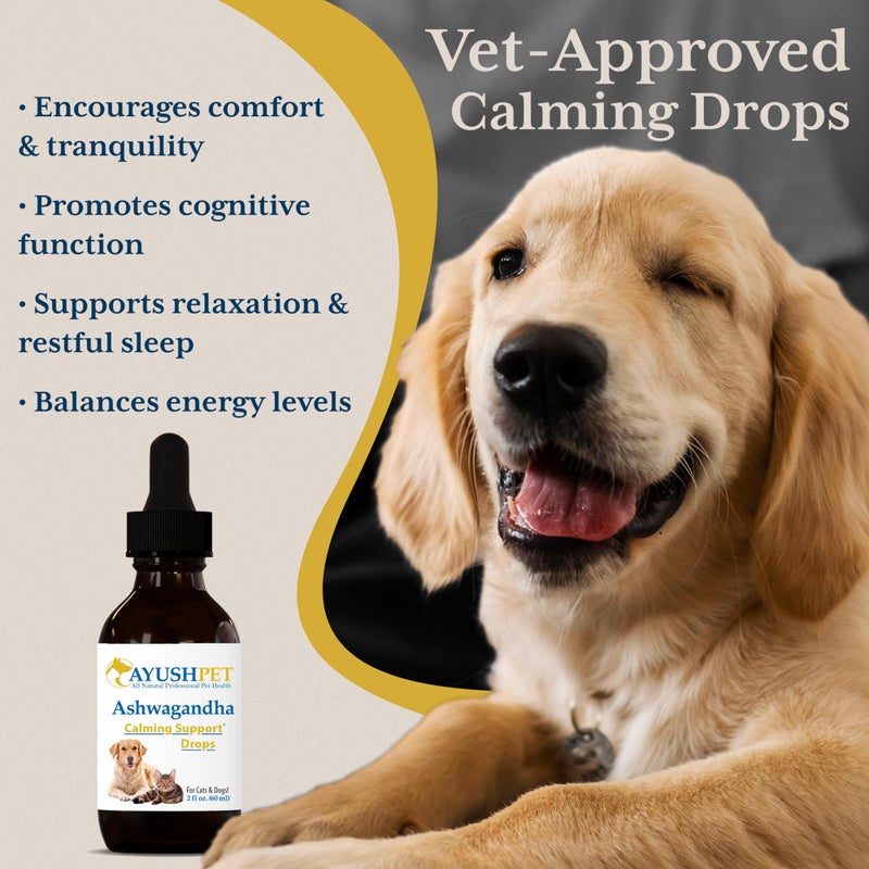 Ayush Herbs Ayush Pet Ashwagandha Drops for Dogs & Cats - Organic Liquid Ashwagandha Root Extract for Calm and Whole-Body Wellness, Adaptogenic Wellness Supplement for Pets, 100mg per Dropper - 2 fl oz - Image 2