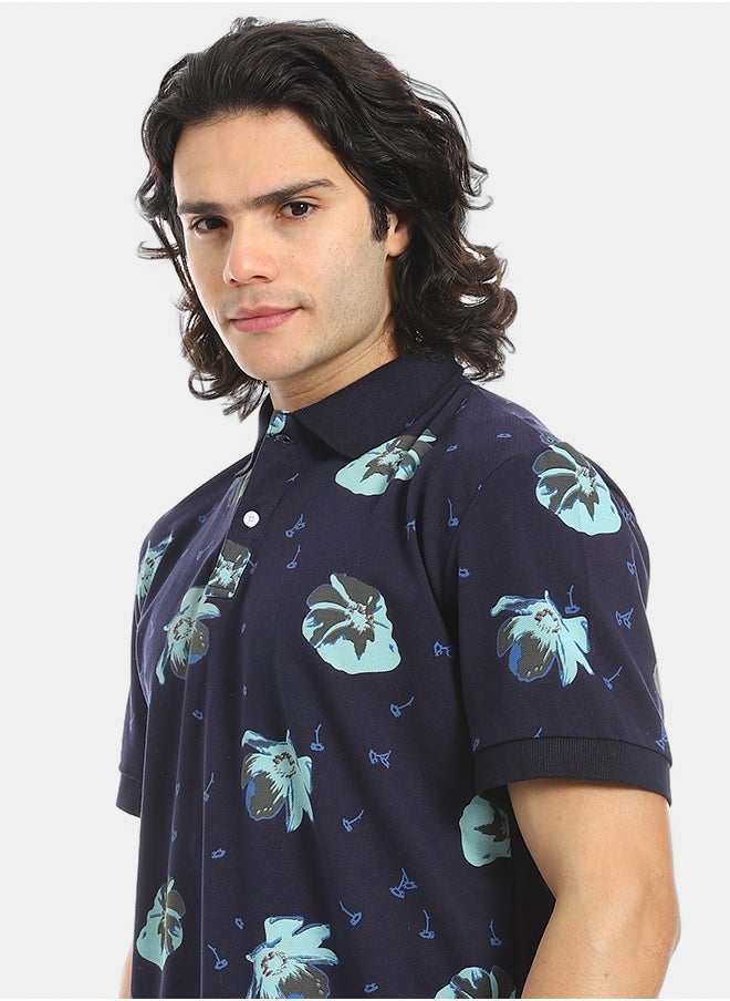 Red Circle Self Pattern Regular Fit Polo Shirt  - Image 4