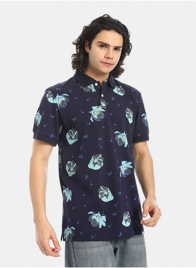 Red Circle Self Pattern Regular Fit Polo Shirt  - Image 2