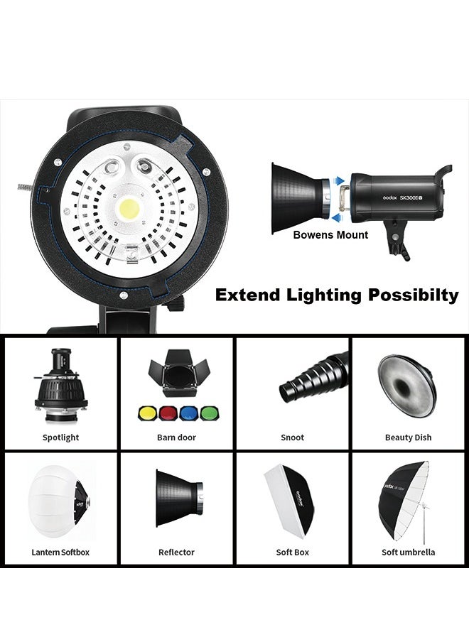 Godox - Godox SK300II-V SK300IIV 300Ws Photo Studio Strobe Flash Monolight Light with Reflector&60°Grid Kit, Bowens Mount, 10W LED Modeling Lamp for Studio, Shooting, Location, Portrait Photography 110~120V - Image 1