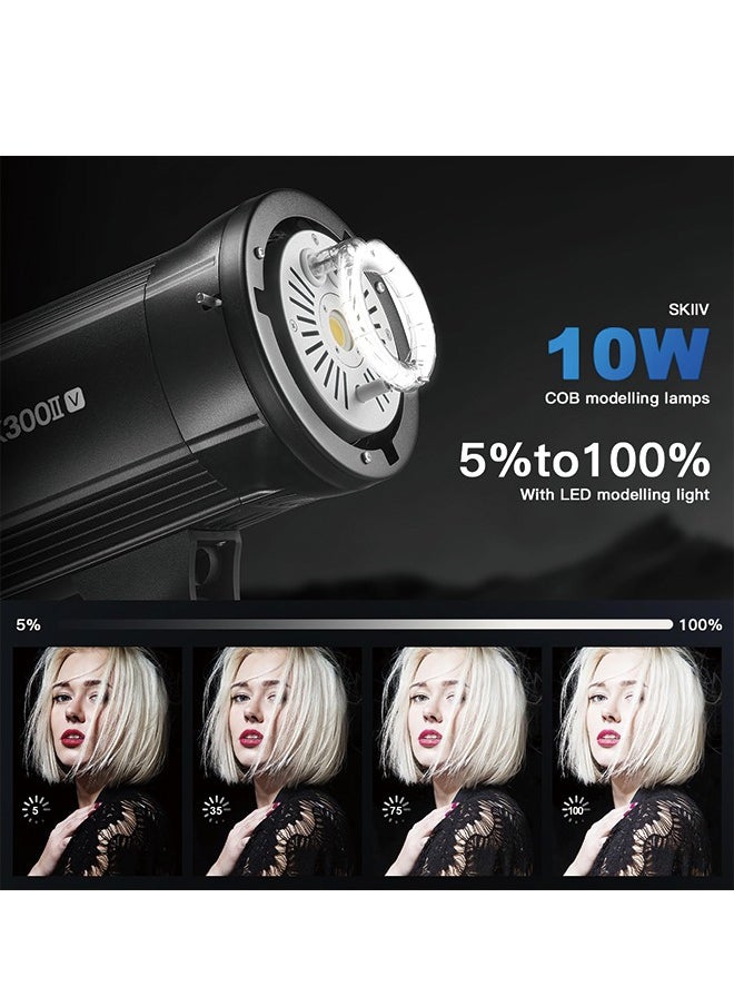 Godox - Godox SK300II-V SK300IIV 300Ws Photo Studio Strobe Flash Monolight Light with Reflector&60°Grid Kit, Bowens Mount, 10W LED Modeling Lamp for Studio, Shooting, Location, Portrait Photography 110~120V - Image 1