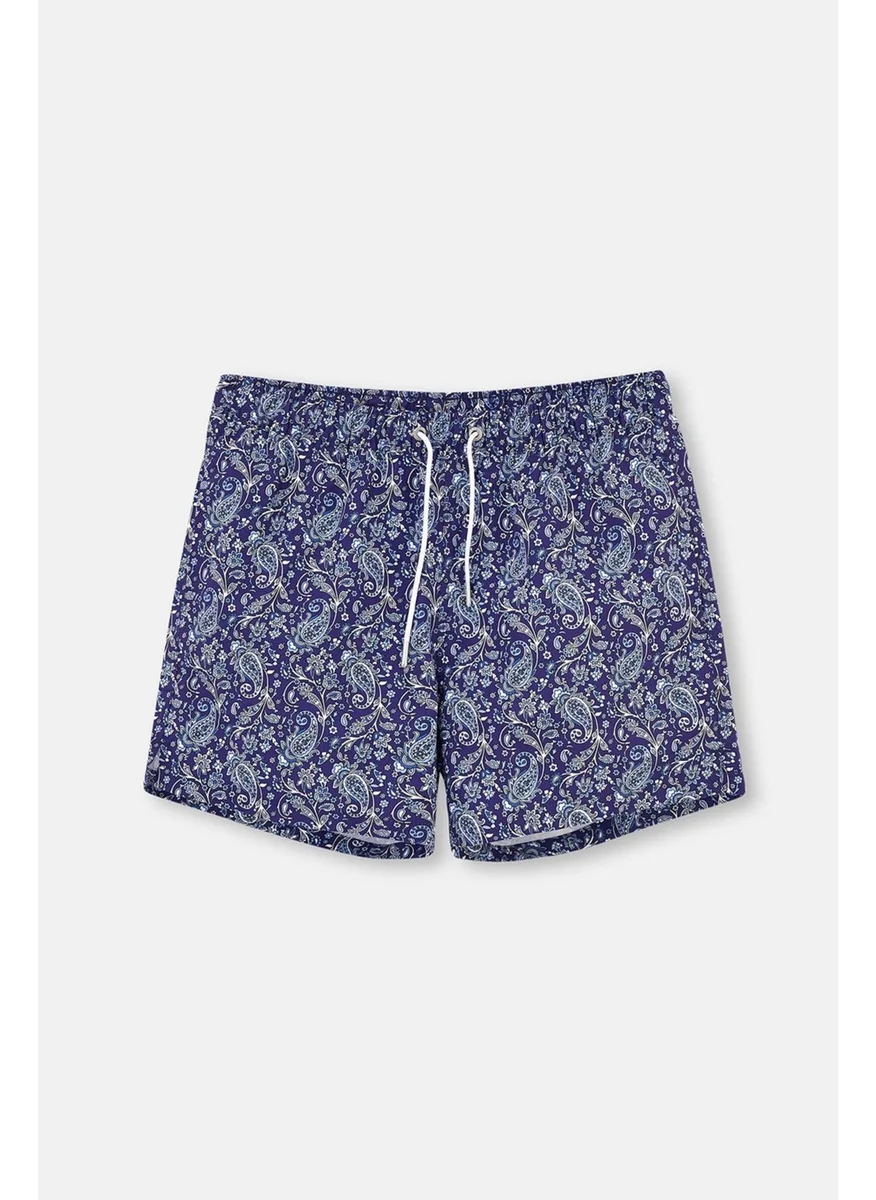 داجي Navy Blue Shawl Des. Short Shorts