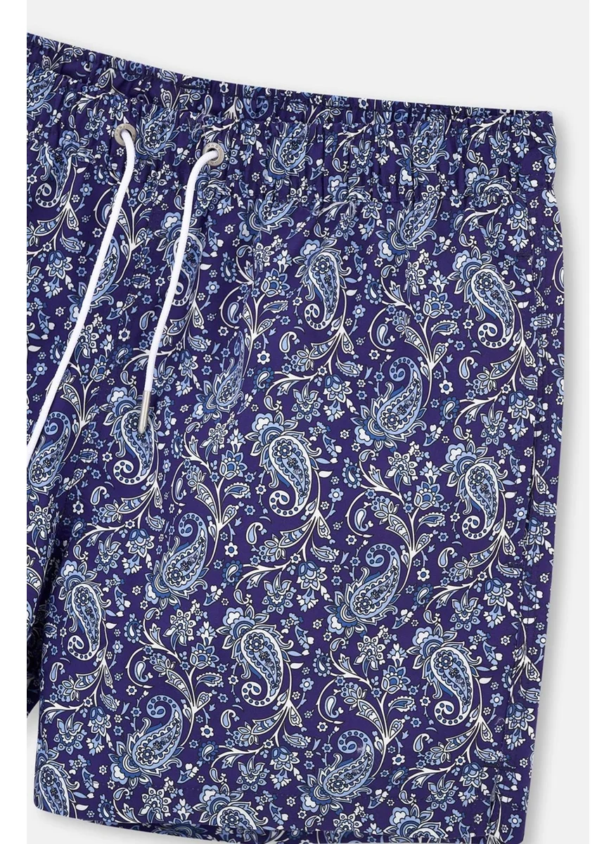 داجي Navy Blue Shawl Des. Short Shorts