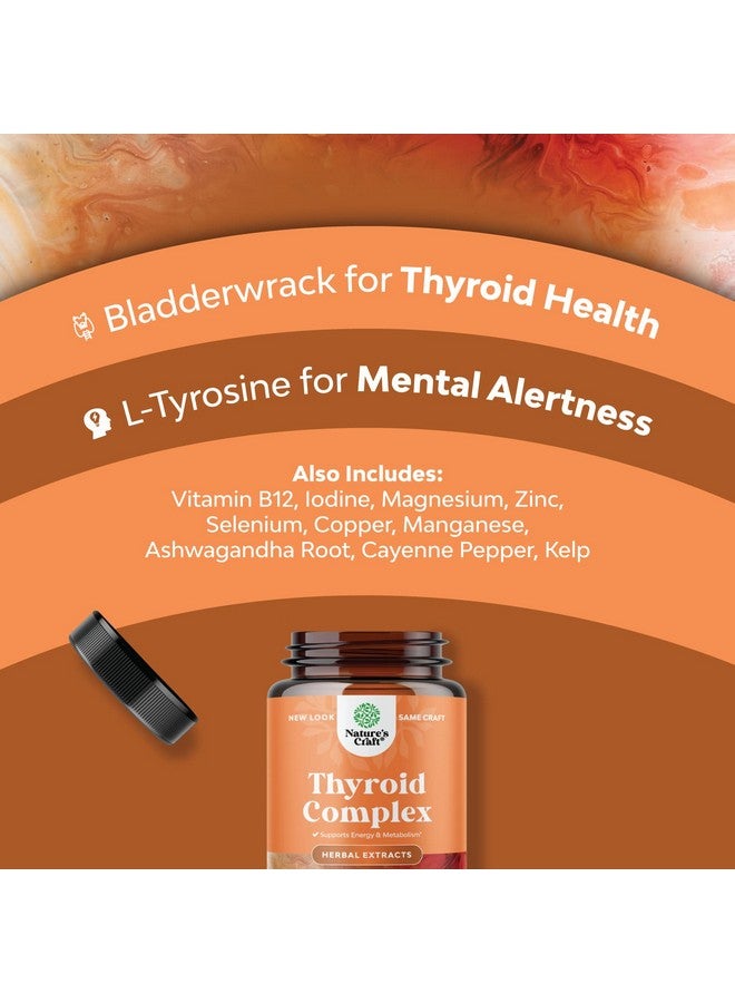 Herbal Thyroid Support Complex Iodine Thyroid Supplement With L Tyrosine Bladderwrack Kelp Selenium And Ashwagandha Mood Enhancer Energy Supplement For Thyroid Health 60 Halal Capsules