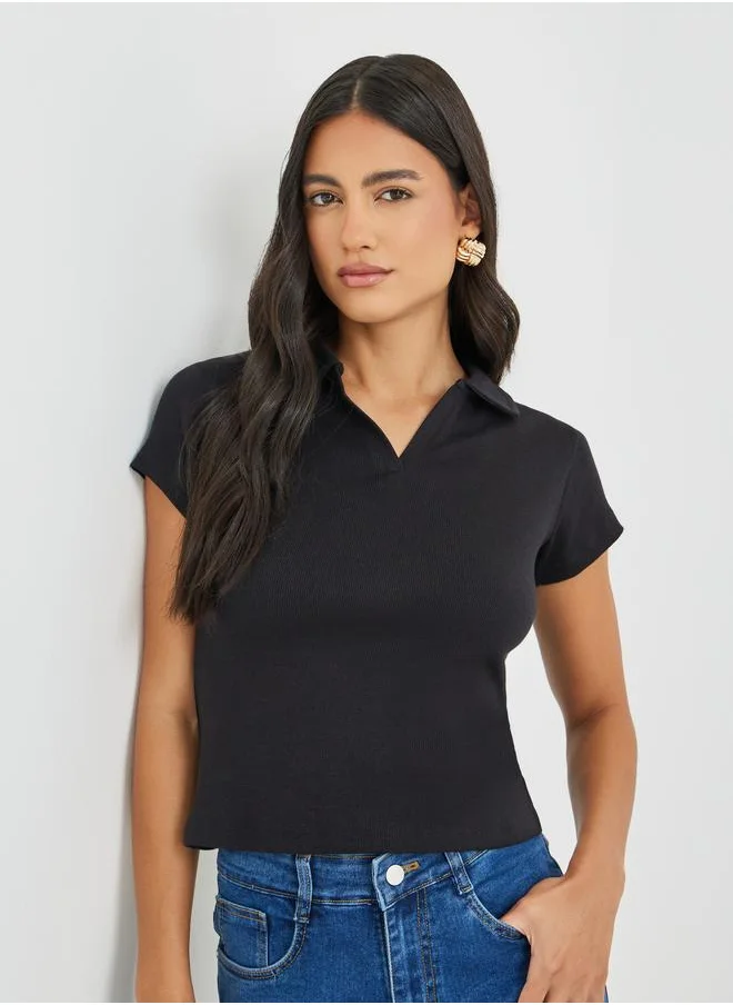 Styli Styli Plain Short Sleeve Regular Fit Polo T-Shirt