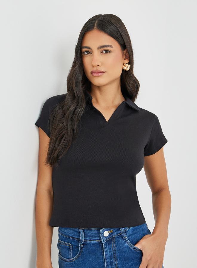 Styli Styli Plain Short Sleeve Regular Fit Polo T-Shirt  - Image 1