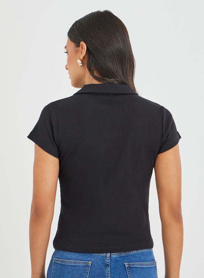 Styli Styli Plain Short Sleeve Regular Fit Polo T-Shirt  - Image 4