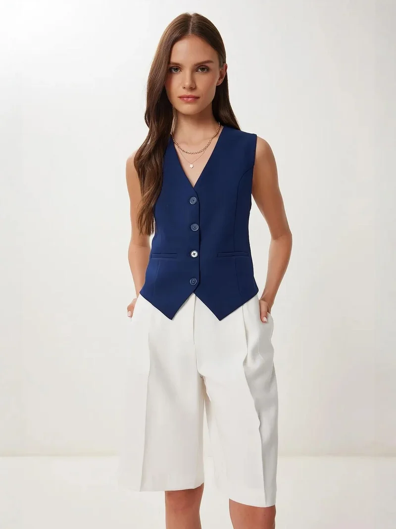 السعادة في إسطنبول ISTANBUL Crop Button Waistcoat