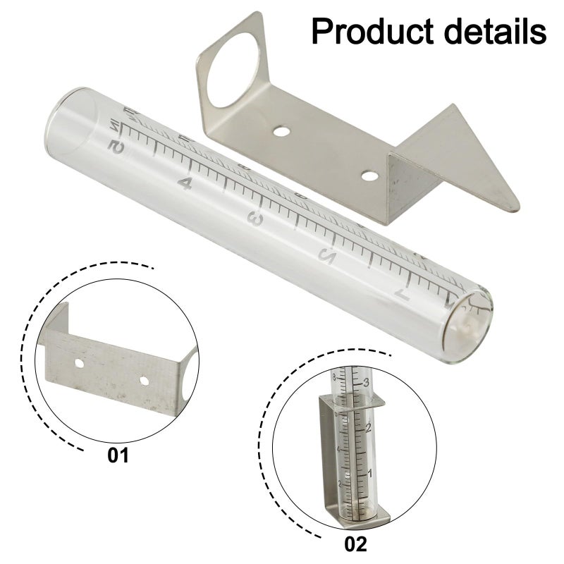 5 Inch Outdoor Rain Gauge With Stainless Steel Bracket Clear Glass Tube For Rainfall Measurement - Image 4