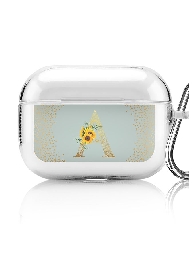 Stylizedd Classic Clear printed Case for Apple Airpods Pro Soft TPU Gel Thin Transparent Flexible Cover - Custom Monogram Initial Letter Mandala Floral Pattern Alphabet - A ( Light Green )  - Image 1