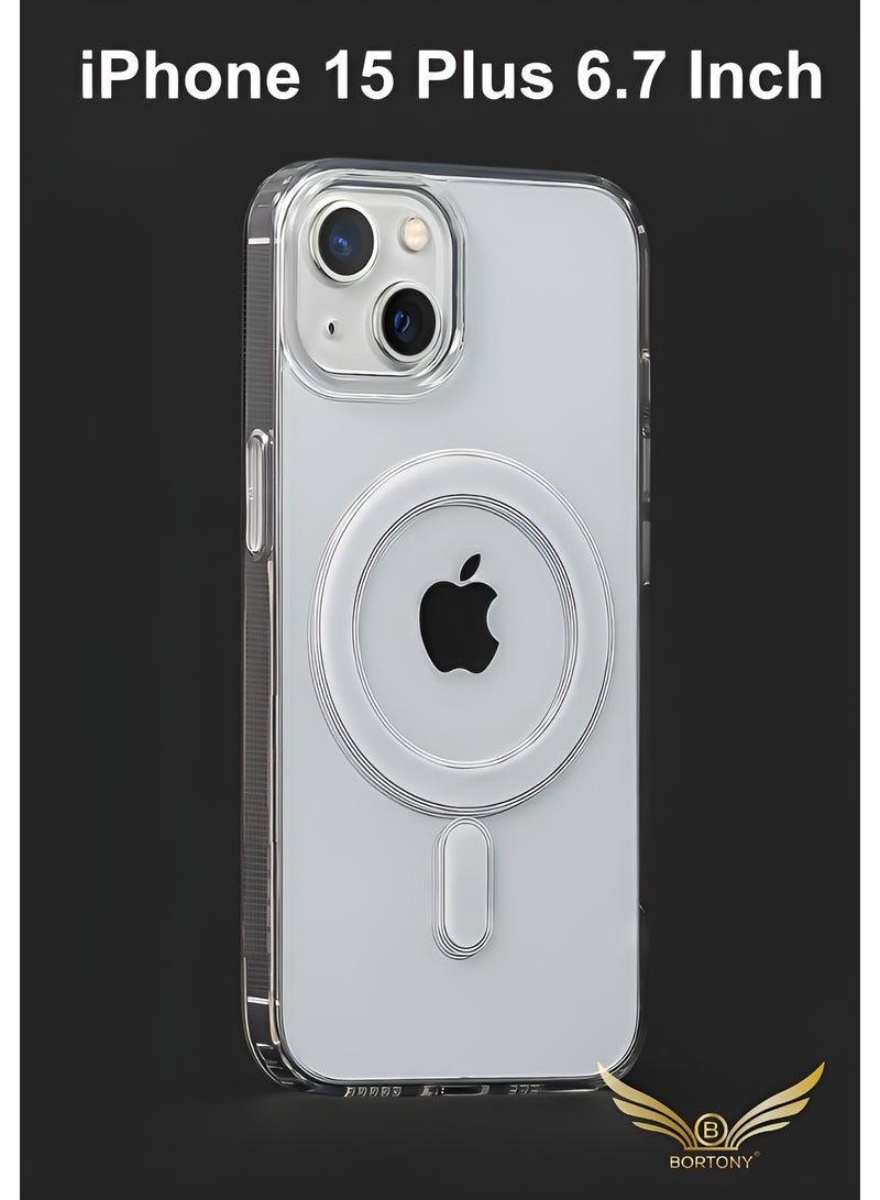 BORTONY iPhone 15 Plus Magsafe Case Transparent Anti-Yellow Shockproof iPhone 15 Plus Cover Scratch Resistant Ultra Slim Magnetic Cover for iPhone 15 Plus 6.7 inch - Image 1