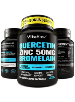VitaRaw ?????? Quercetin 500Mg Supplement With Bromelain Supports Immune Response Joint Comfort And Overall Wellness Vitamin C Zinc 50Mg And Vitamin D3 5000 Iu 5 In 1 Immunity Health Pills  - Image 1