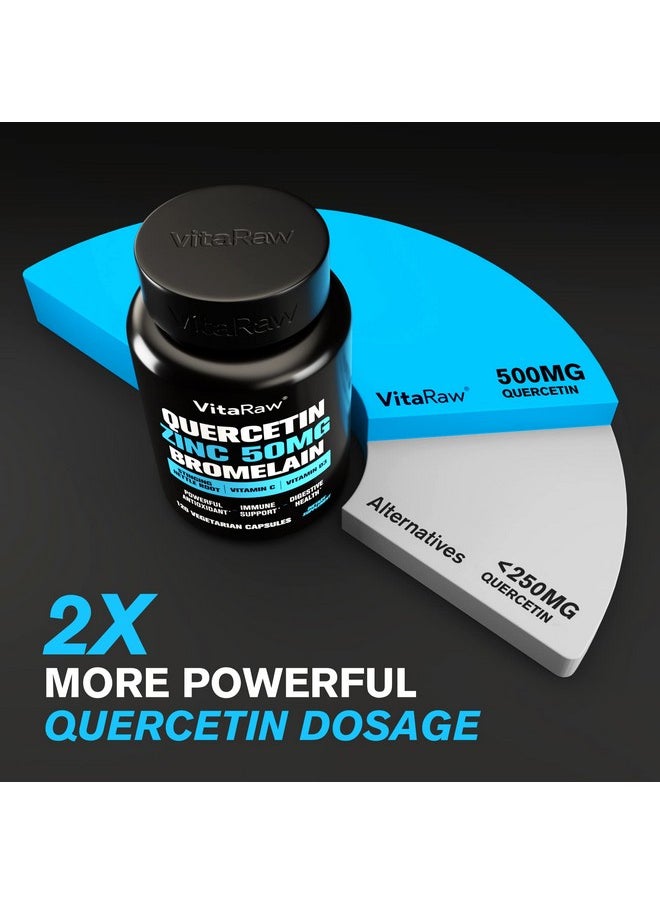 VitaRaw - ?????? Quercetin 500Mg Supplement With Bromelain Supports Immune Response Joint Comfort And Overall Wellness Vitamin C Zinc 50Mg And Vitamin D3 5000 Iu 5 In 1 Immunity Health Pills - Image 1