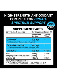 VitaRaw ?????? Quercetin 500Mg Supplement With Bromelain Supports Immune Response Joint Comfort And Overall Wellness Vitamin C Zinc 50Mg And Vitamin D3 5000 Iu 5 In 1 Immunity Health Pills  - Image 3