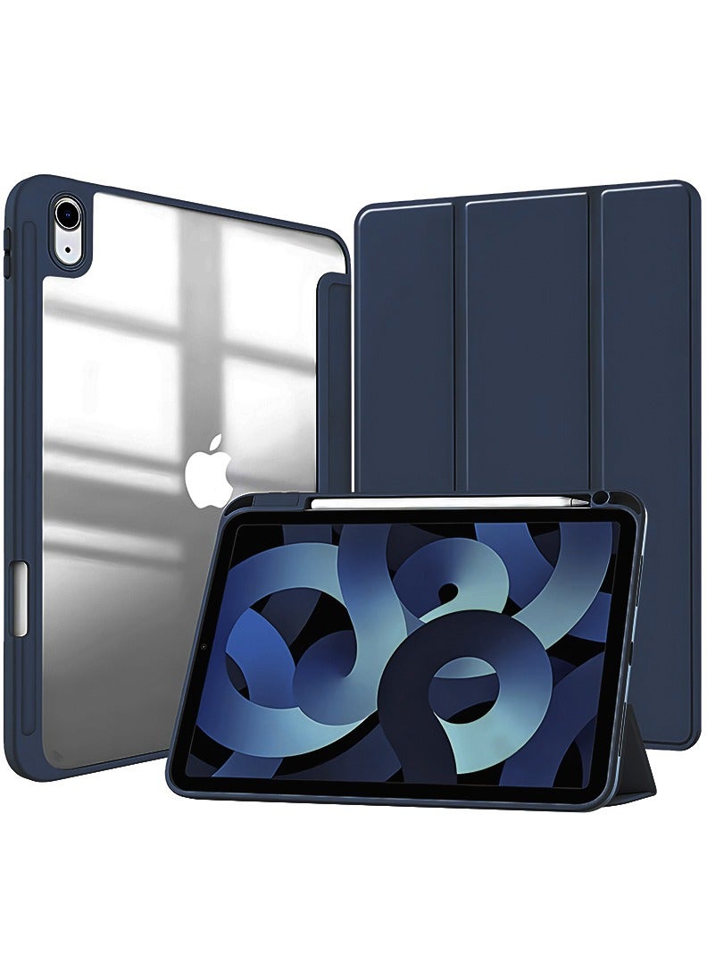 Theodor Hybrid Slim Case for iPad Air 11-Inch M3 2025/ M2 2024, iPad Air 5/4 (2022/2020 5th/4th Gen 10.9-Inch), with Pencil Holder, Shockproof Trifold Stand Protective Cover with Soft TPU Clear Back, Auto Sleep/Wake Apple Navy - Image 1